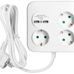 Extensão Tripla + 2x USB (1,4 mts) - VIRONE