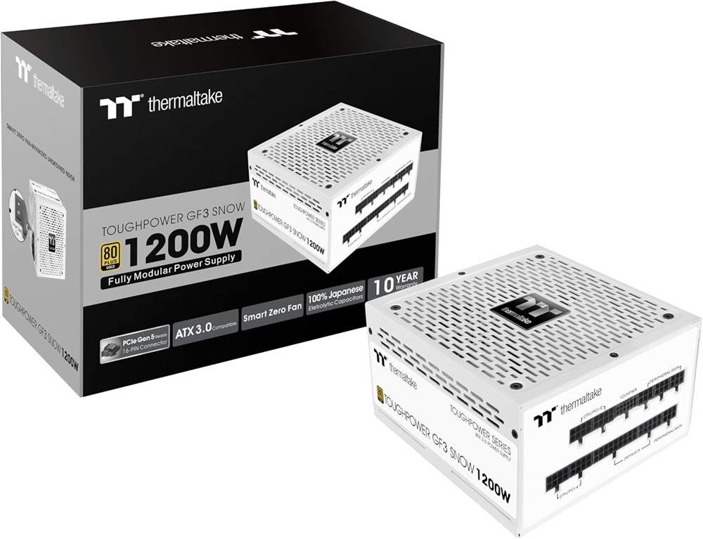 Fonte de Alimentação Toughpower GF3 1200W 80 Plus Gold Modular (Branco) - THERMALTAKE