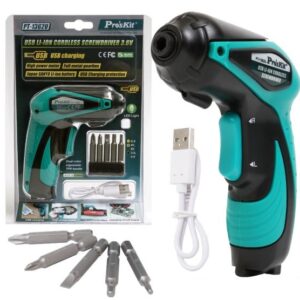 Aparafusadora Eléctrica 3500RPM s/ Fios USB LED com 5 BITs - Proskit