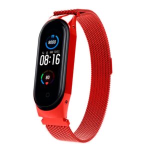 Correia Met?lica Milanesa ?man p/ Mi Band 5 e Mi Band 6 (Vermelho) - XIAOMI