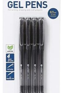 Pack 4 Canetas Gel Tinta Preta - PLATINET