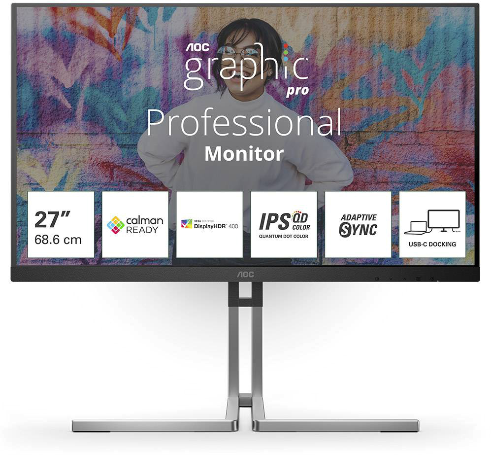 Monitor Graphic Pro Q27U3CV IPS QHD 27 16:9 75Hz VESA Adaptive Sync - AOC