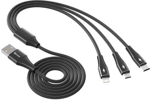 Cabo USB Macho 3-EM-1 USB C / Micro USB / Lightning Macho (1,2 mts) - QCHARX