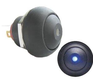 Pulsador c/ Led Azul 1P SPST OFF-(ON)