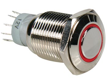 Interruptor Pulsador Metálico SPDT 1NO 1NC - Luz Vermelha