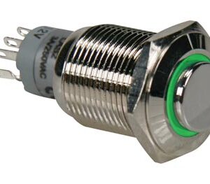 Interruptor Pulsador Met?lico Alto SPDT 1NO 1NC - Luz Verde
