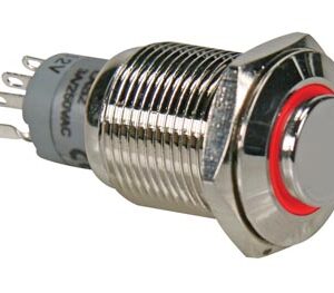 Interruptor Pulsador Metálico Alto SPDT 1NO 1NC - Luz Vermelho