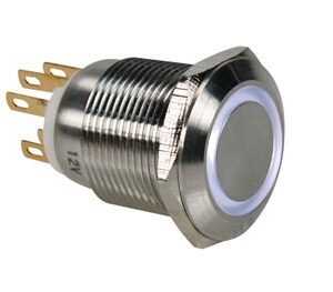 Pulsador Aço Inox. SPDT - 1NO 1NC - Luz Branca