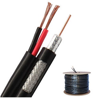 Bobine Cabo Vigilância Coaxial (RG59) e Alimentação Preto (305 mts) - WELL
