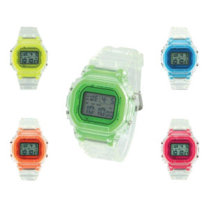 Rel?gio LCD - Quadrado Transl?cido RGB-79153 (Cores Sortidas) - GBTIME