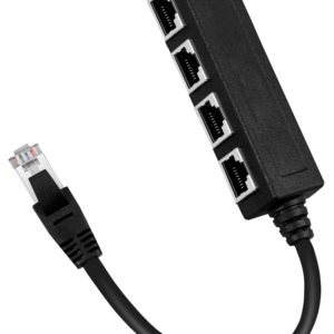 Distribuidor / Switch RJ45 Macho - 4x RJ45 Fêmea