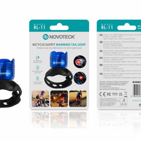 Luz de Segurança Traseira para Bicicleta Azul RL-11 – LED Alto Brilho, Modos Intermitente e Contínuo, Resistente à Água