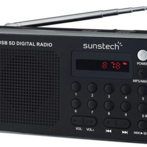 Rádio Portátil AM/FM Digital c/ Leitor Cartões e USB (Cinza) - SUNSTECH