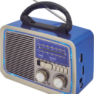 Rádio Ac/Dc Vintage 3 Bandas Bluetooth + USB + Micro + Luz LED (Azul) - SAMI