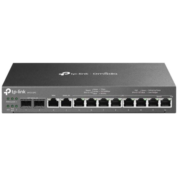 Router TP-Link Omada Gigabit VPN com PoE+ Portas e Controller Ability - ER7212PC