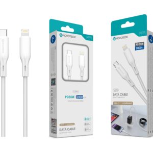 Cabo de Dados Fast Charge 5A PVC Macaron Design - Branco , USB-C to Lightinig , 2.0M