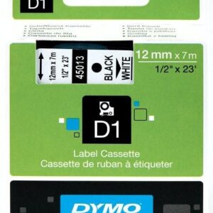 Fita Preto Sobre Branco (7 mts/1,2cm) - DYMO