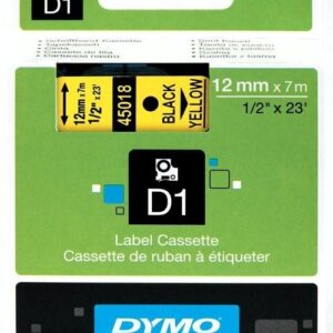 Fita Preto Sobre Amarelo (7 mts/1,2cm) - DYMO