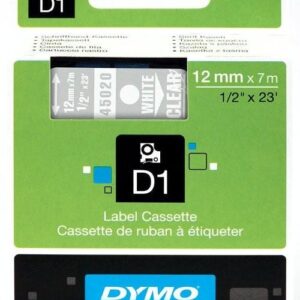 Fita Branco Sobre Transparente (7 mts/1,2cm) - DYMO
