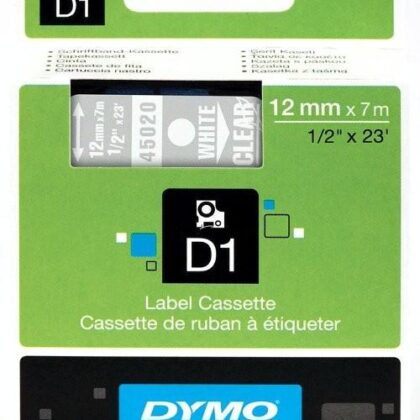 Fita Branco Sobre Transparente (7 mts/1,2cm) - DYMO