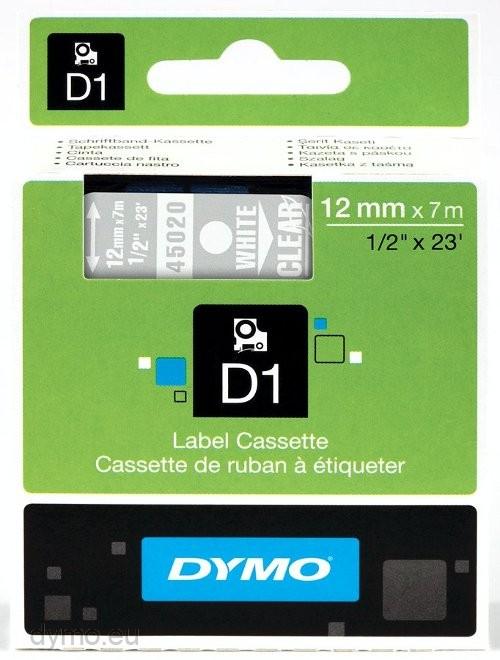 Fita Branco Sobre Transparente (7 mts/1,2cm) - DYMO