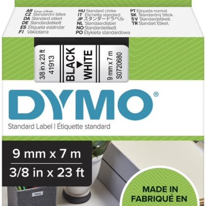 Fita Preto Sobre Branco (7 mts/0,9cm) - DYMO