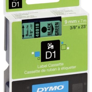 Fita Preto Sobre Verde (7 mts/0,9cm) - DYMO
