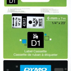 Fita Gravação Preto Sobre Branco (7 mts/0,6cm) - DYMO