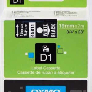 Fita Branco Sobre Preto (7 mts/1,9cm) - DYMO