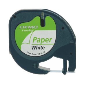 Fita Preto Sobre Branco (4 mts/1,2cm) - DYMO