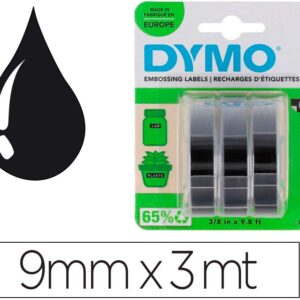 Pack Fita p/ Etiquetadora 3D Preto (3mts x 9mm) - DYMO