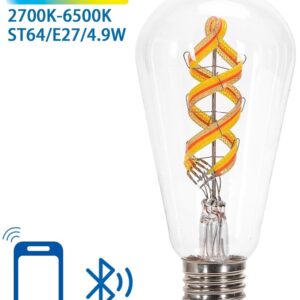 L?mpada LED Inteligente E27 ST64 Filamento Mesh Bluetooth 220V 4,9W 2700K~6500K 470Lm (Transparente)