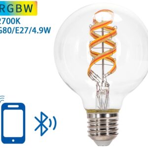L?mpada LED Inteligente E27 G80 Filamento Mesh Bluetooth 4,9W 2700K 470Lm (Transparente)
