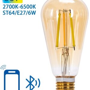 L?mpada LED Inteligente E27 ST64 Filamento Mesh Bluetooth 220V 6W 2700K~6500K 806Lm (?mbar)