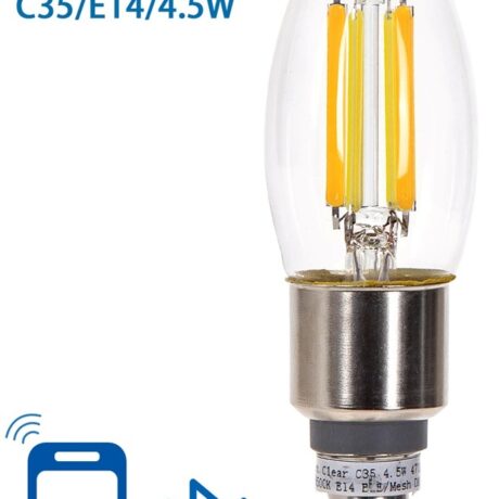 Lampada LED Inteligente E14 C35 Filamento Mesh Bluetooth 220V 4,5W 2700K~6500K 470Lm (Transparente)