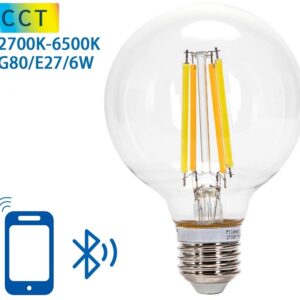 Lâmpada LED Inteligente E27 G80 Filamento Mesh Bluetooth 220V 6W 2700K~6500K 850Lm (Transparente)