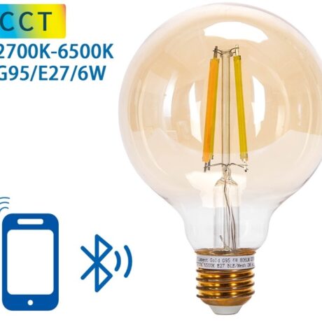 Lâmpada LED Inteligente E27 G95 Filamento Mesh Bluetooth 220V 6W 2700K~6500K 806Lm (Âmbar)