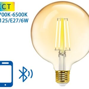 L?mpada LED Inteligente E27 G125 Filamento Mesh Bluetooth 6W 2700K~6500K 806Lm (?mbar)