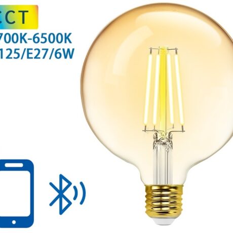 Lâmpada LED Inteligente E27 G125 Filamento Mesh Bluetooth 6W 2700K~6500K 806Lm (Âmbar)