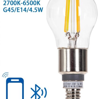 Lâmpada LED Inteligente E14 G45 Filamento Mesh Bluetooth 4,5W 2700K~6500K 470Lm (Transparente)