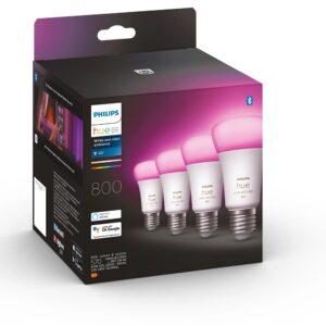 Pack 4 Lâmpadas LED E27 6,5W Branca/RGB 2000-6500K 806Lm - PHILIPS HUE
