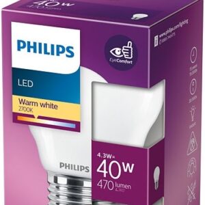 Lâmpada LED 220-240V E27 4,3W Branco Q. 2700K 470Lm - PHILIPS