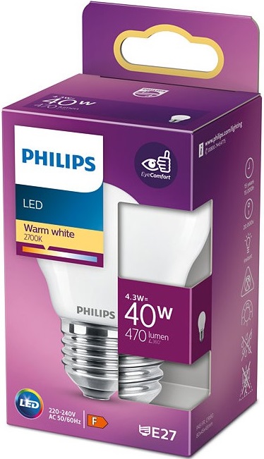 Lâmpada LED 220-240V E27 4,3W Branco Q. 2700K 470Lm - PHILIPS