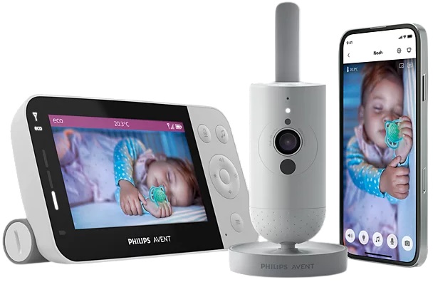 Intercomunicador p/ Bebés c/ Ecrã 4.3 e Câmara Full HD (Cinzento/Branco) - PHILIPS AVENT