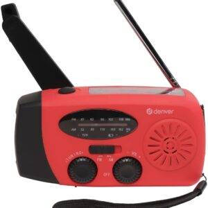 Rádio Portátil AM/FM c/ Painel Solar, Dínamo e Lanterna - DENVER