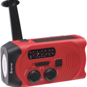 Rádio Solar Portátil c/ Manivela SCR-2010 (Vermelho) - DENVER