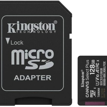 Cartão de Memória Canvas Select Plus Gen3 128GB MicroSDXC UHS-I Classe 10 + Adaptador - KINGSTON
