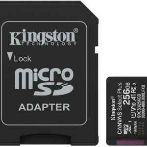 Cartão de Memória MicroSDXC Canvas Select Plus 256GB UHS-I Classe10 + AdaptadorSD (Preto) - KINGSTON