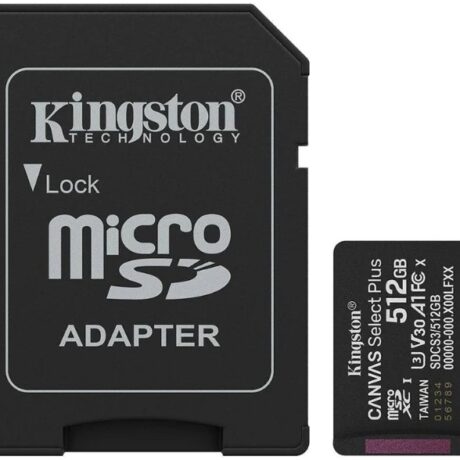 Cartão de Memória Canvas Select Plus Gen3 512GB MicroSDXC UHS-I Classe 10 + Adaptador - KINGSTON