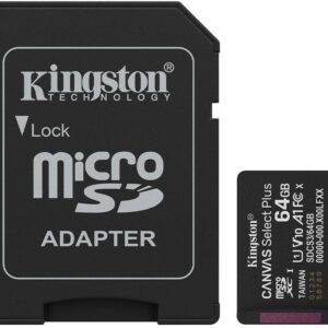 Cart?o de Mem?ria Canvas Select Plus Gen3 64GB MicroSDXC UHS-I Classe 10 + Adaptador - KINGSTON